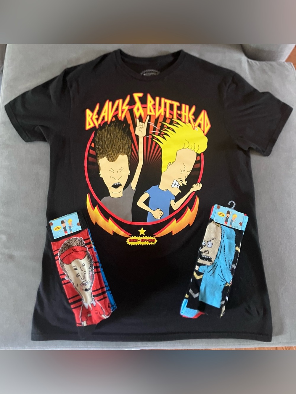 Beavis And Butthead TShirt & Socks Lot Mens Medium MTV Socks NWT